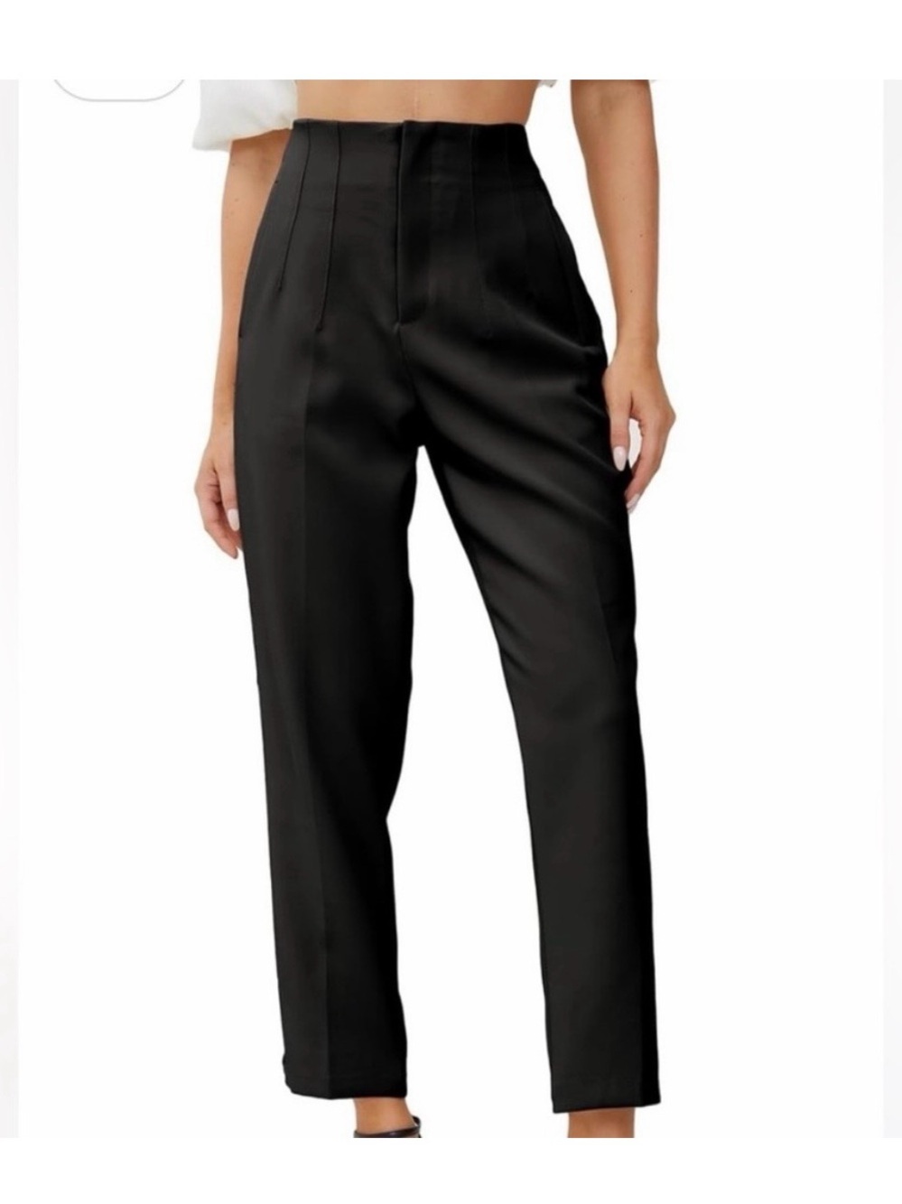 Zara Black High-Waist Straight Leg Trousers